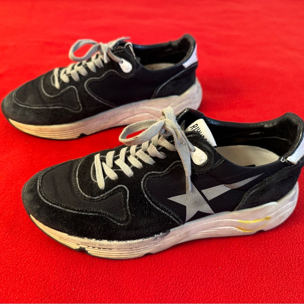 Golden Goose GGDB Running Sneakers Black suede leather Men Low Top Size 39/ US 6